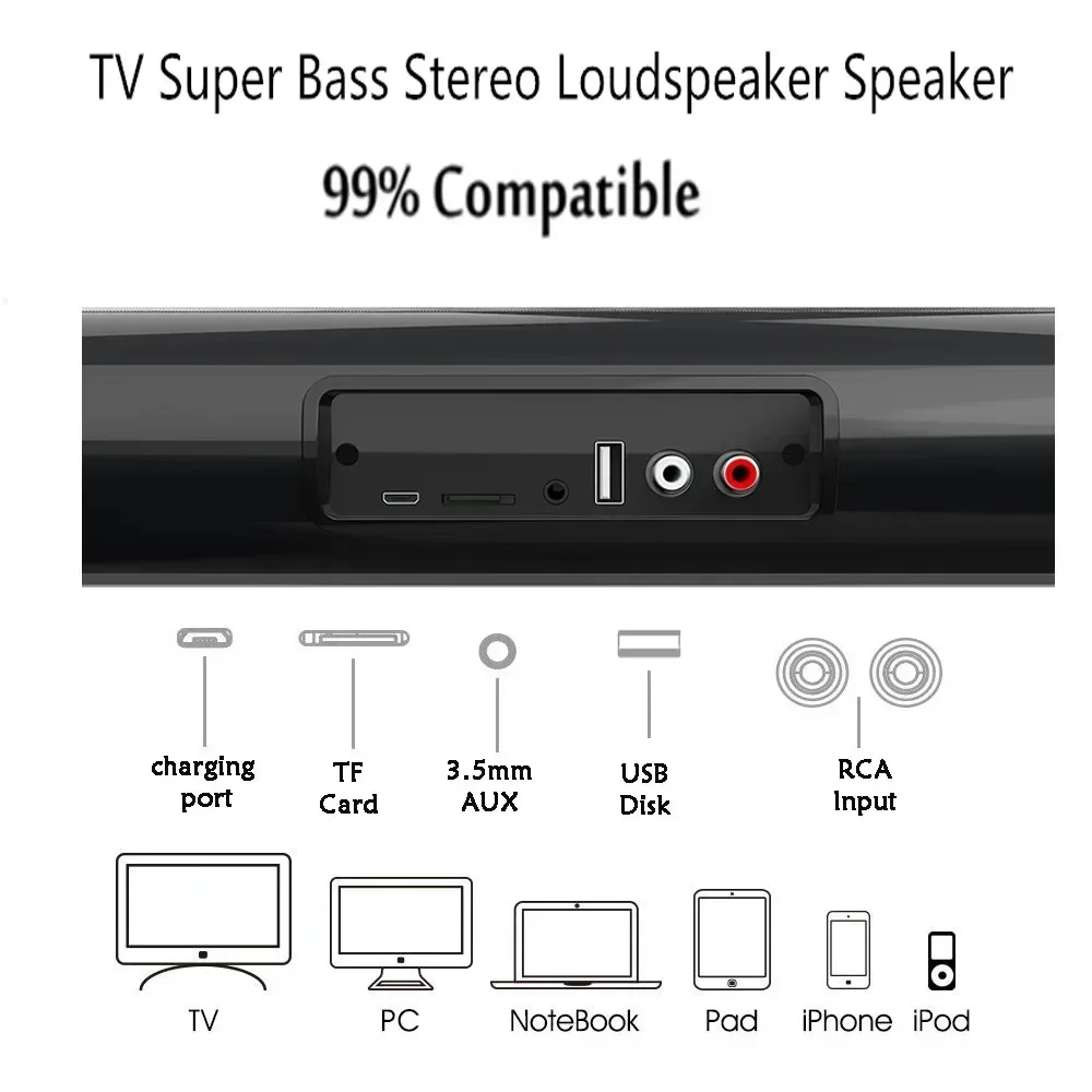 Portable Wireless Bluetooth Speaker Super Powerful Sound Bar Surround Stereo Home TV Sound Box Subwoofer FM Radio caixa de som