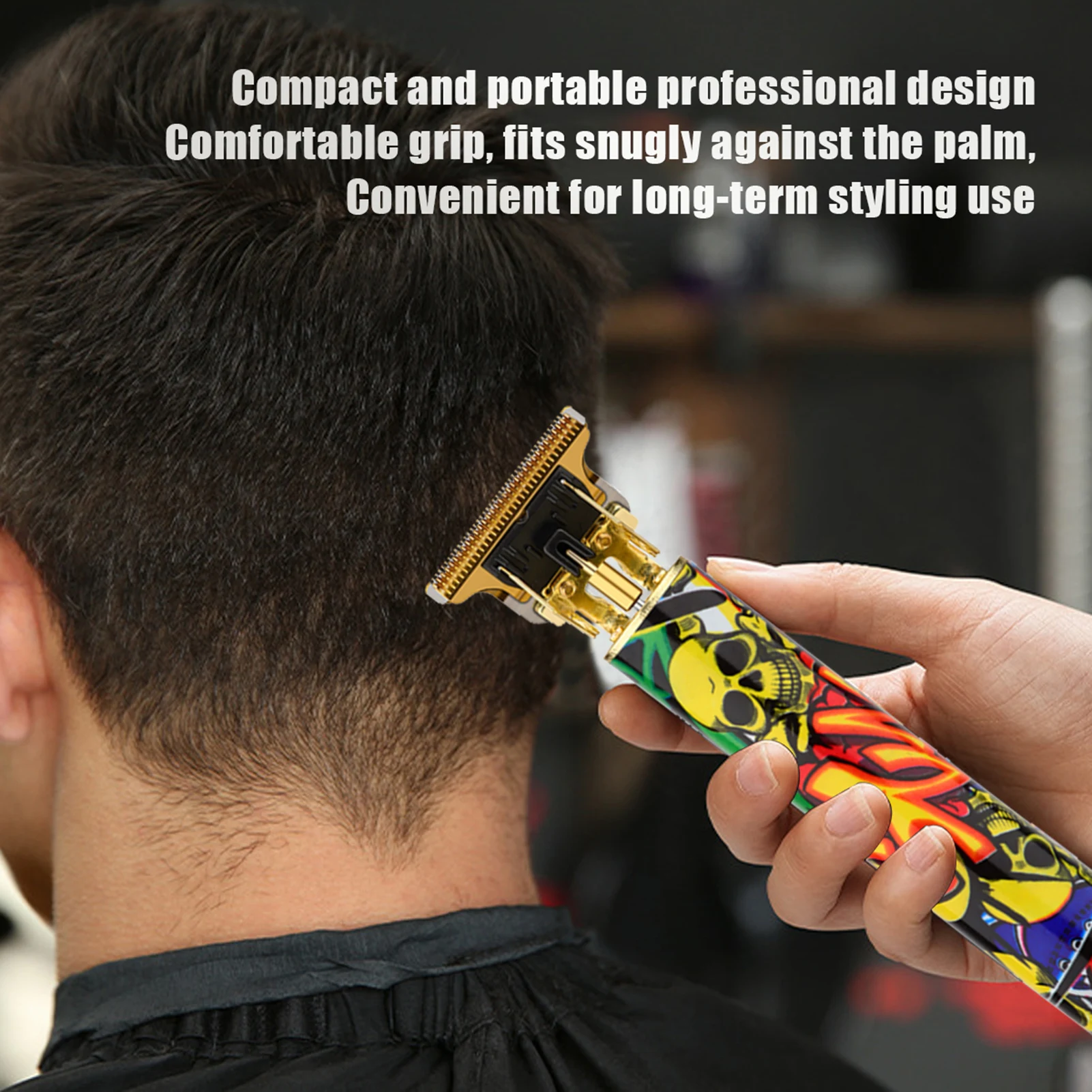 HIENA мужской набор машинок для стрижки волос модный окрашенный череп граффити дизайн электрический триммер для волос портативный бритвенный резак для бритья бороды