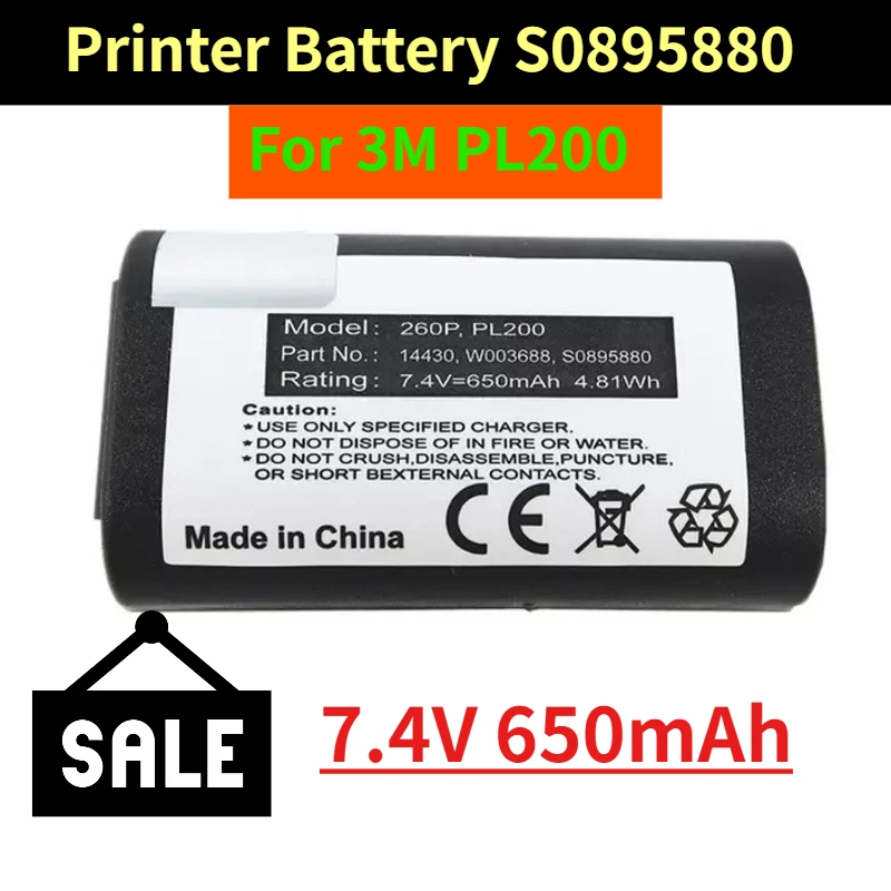 

7.4V 650mAh Printer Battery S0895880 for 3M PL200