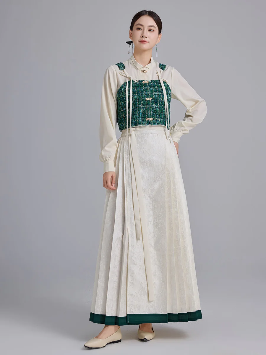 

Yeyang New Chinese Sle Small Fraance Wind High Waist Reformed Hanfu Set Super Fairy Tail Skirt for Commuting