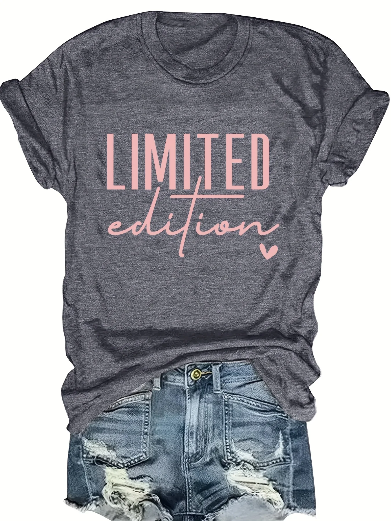 Letter Print T-shirt Short Sleeve Crew Neck Casual Top For Summer & Spring Women's Clothing