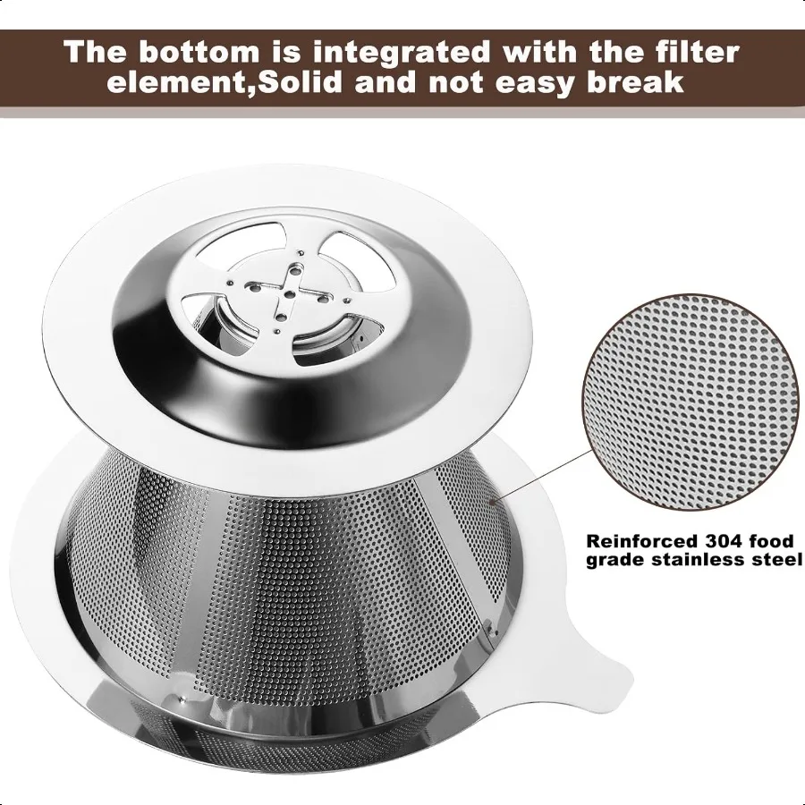 ترقية صب على فلتر القهوة قطارة القهوة Paperl M صانع فلتر القهوة الفولاذ المقاوم للصدأ واحد إلى اثنين كوب حفظ القهوة الطبيعية #4