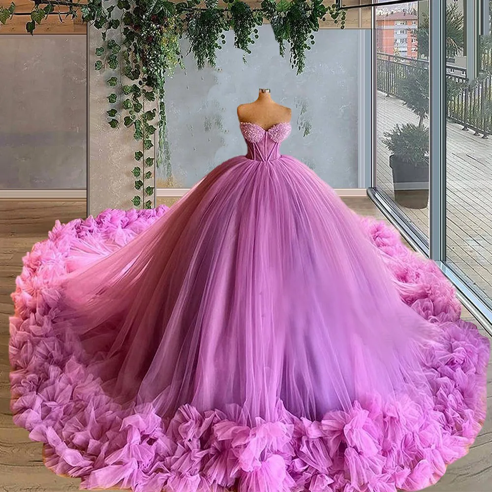 Vestido Quinceanera de tule, vestido de baile, vestido formal fofo, babado alto, estilo 3, 2,5 m, luxo, malha, festa noturna