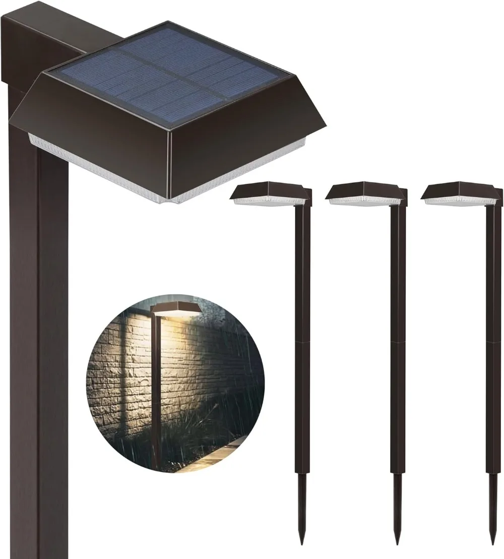 Solar Pathway Lights Super Bright 300 Lumens 2-in-1 Warm White and Daylight Modes Sidewalk, Driveway or Walk Way Light(4 Pack)