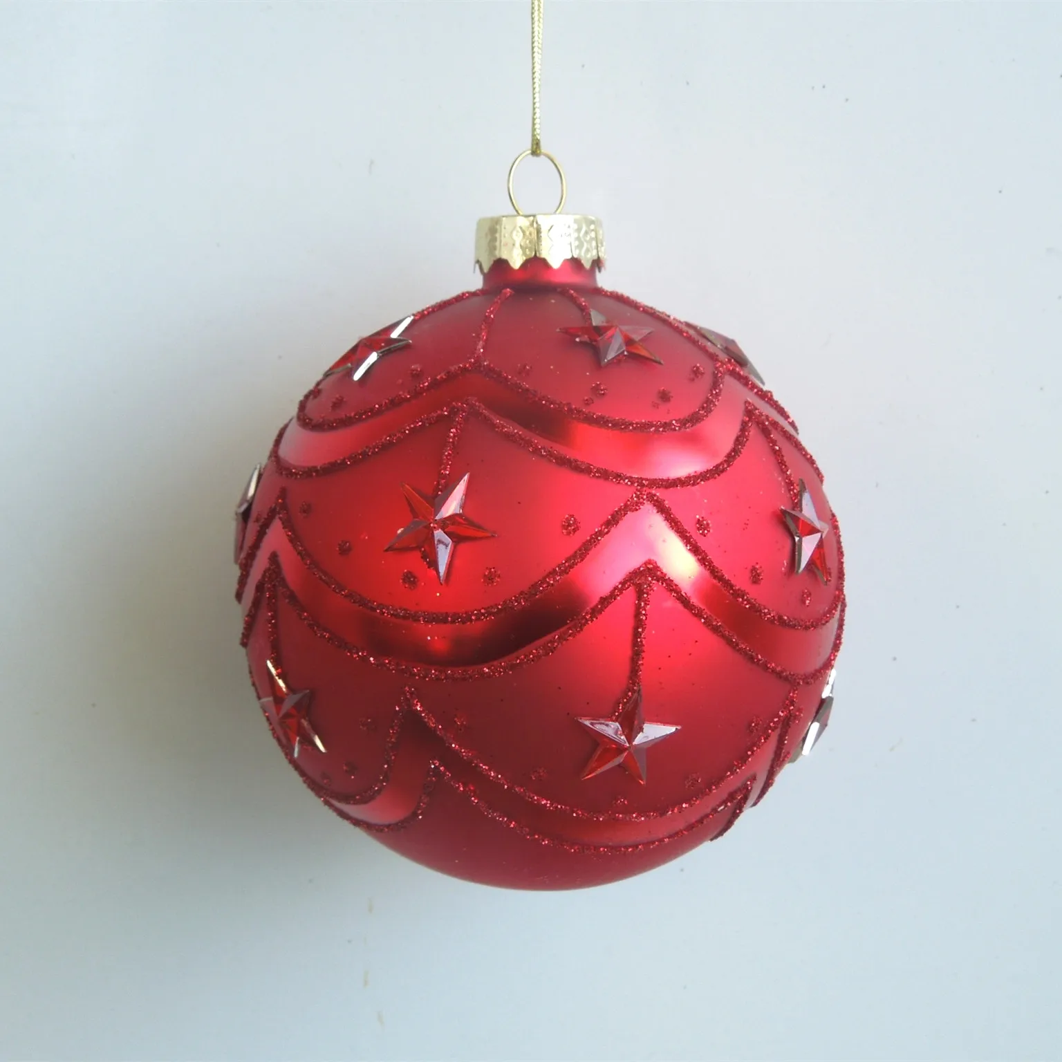 家の装飾用の赤い手工芸品4ピース-パック直径-8cm透明なガラスのドームクリスマスの木吊り下げ式ボール