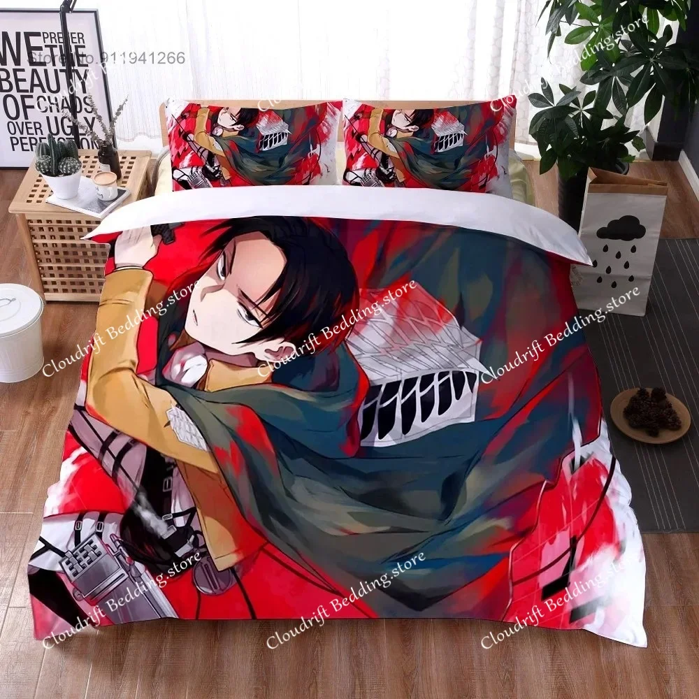 

2024 3D Print Anime Attack on Titan Boys Duvet Cover Pillowcase Wings of Liberty Children Bedding Set Single Full Size
