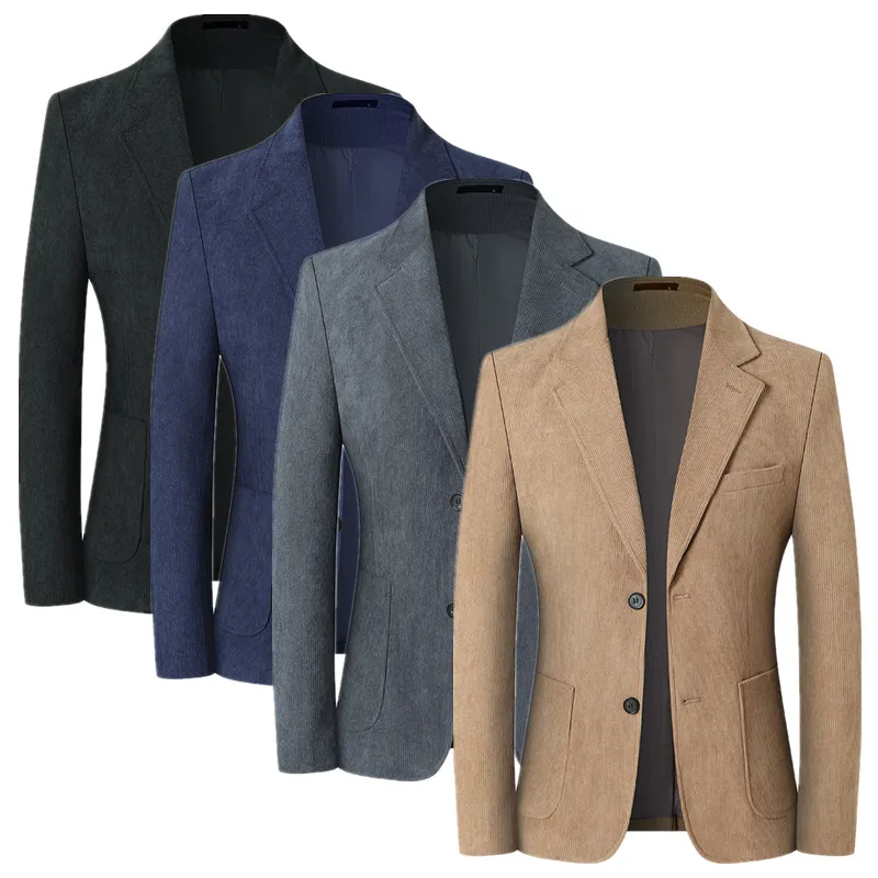 

New Men's Business Casual Corduroy Suit Slim Fit Jacket, 2025 Autumn New Mens Wedding, Dance, Party Dress Blazers