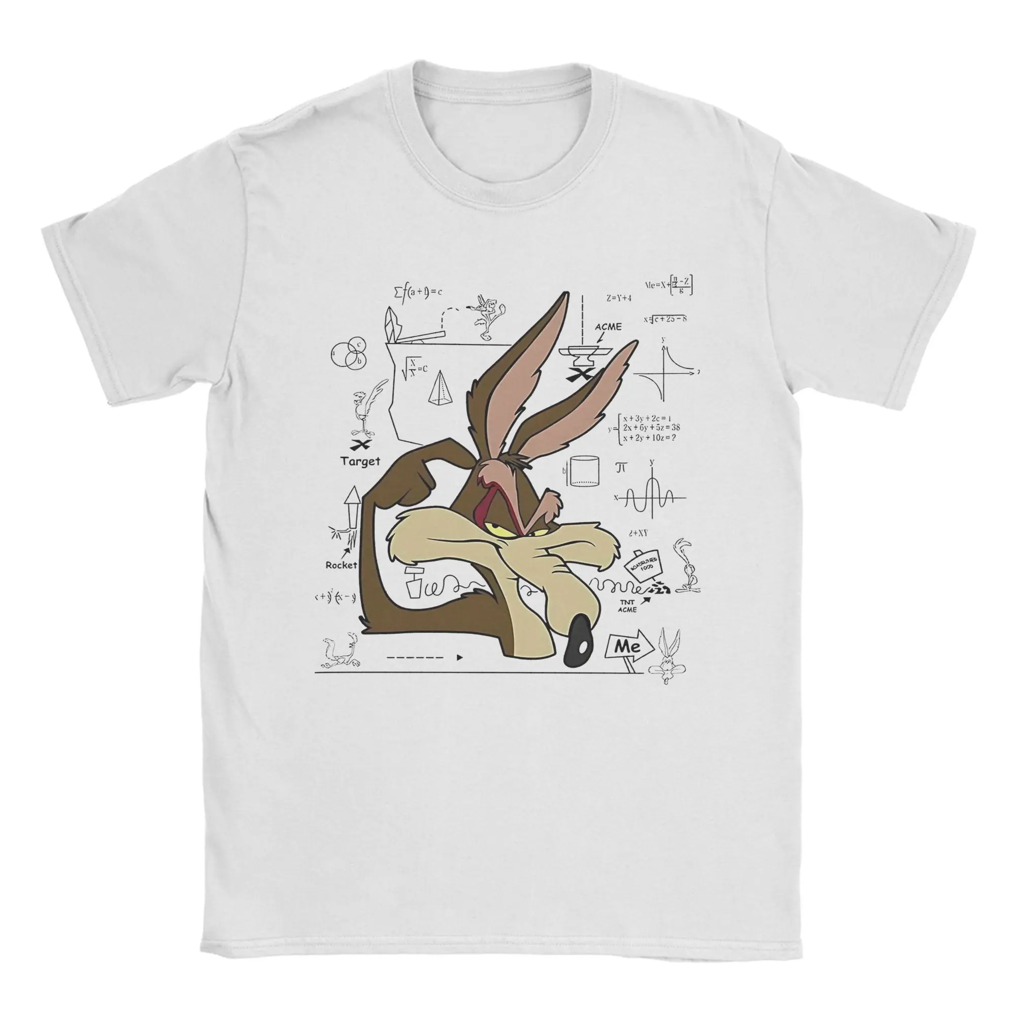 تي شيرت Wile E. Coyote And The Road Runner تي شيرت صيفي بحساب Harajuku تي شيرت رجالي 100 قطن برقبة دائرية تي شيرت كبير الحجم