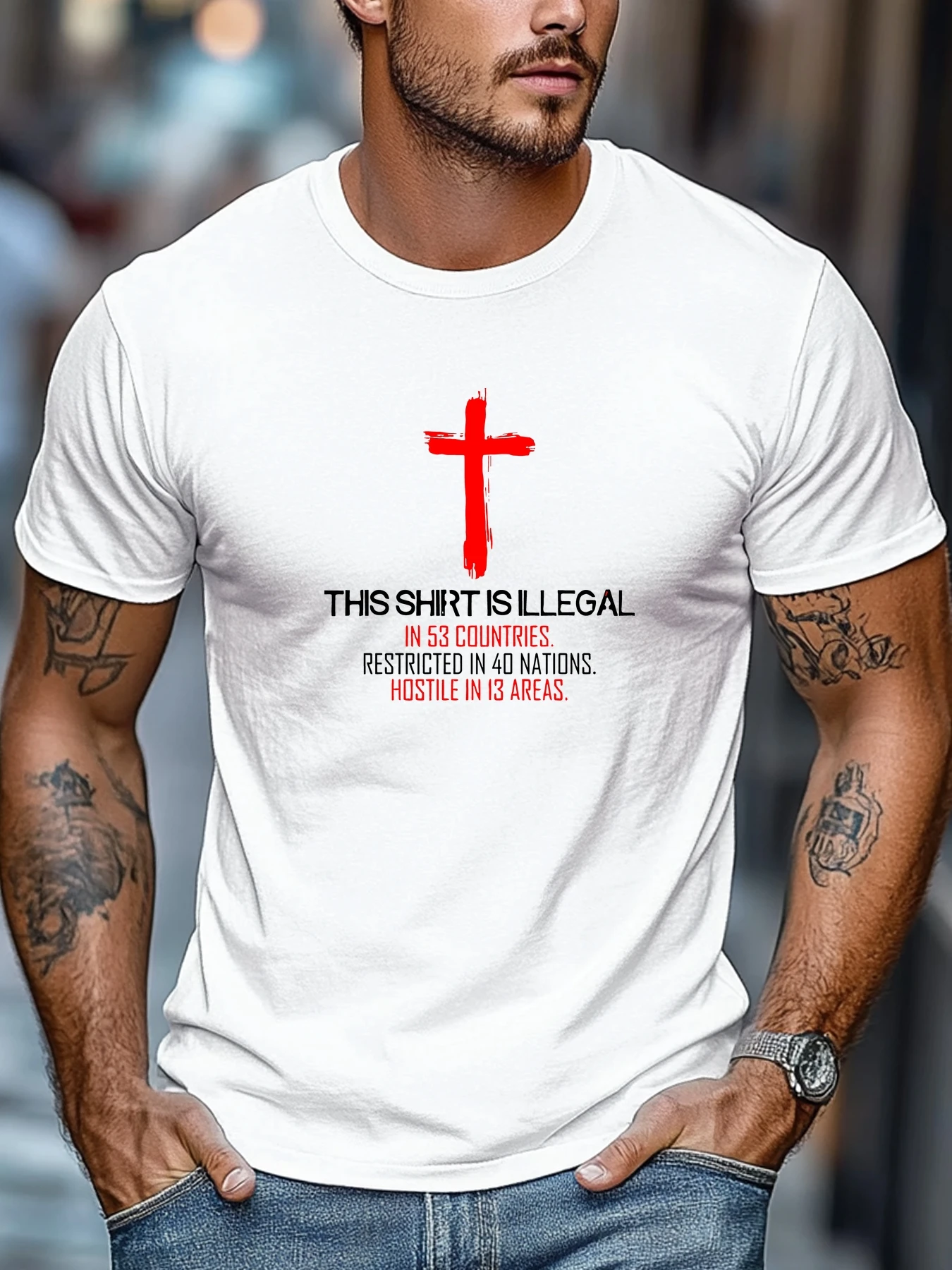 Plus-Size Men's T-Shirt, Simple and Clean, Comfortable and Versatile, Men's T-Shirt with the English Slogan 