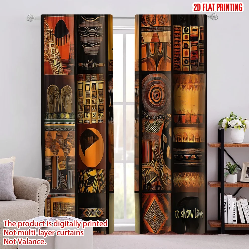 2D flat printing 2pcs Unsalable Sale Photography Banner African Patchwork Style Durable Polyester,Without Electricity Wall Decor