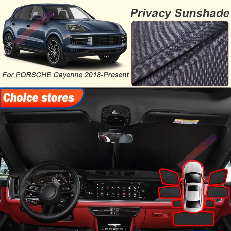 Interior Accessories Car Black Windows Privacy Sunshade For Porsche Cayenne 2018-Present Anti-UV Heat Insulation Protect Cover