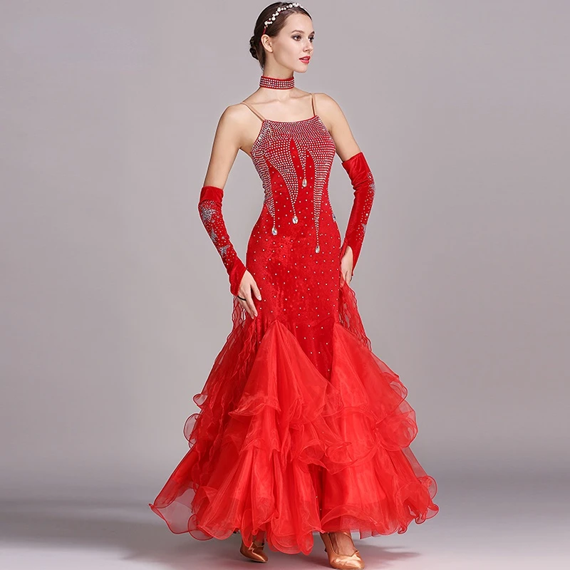 Modern Dance Costume Women Ladies Adults Waltzing Tango Dancing Dress Ballroom Costume Evening Party Dress