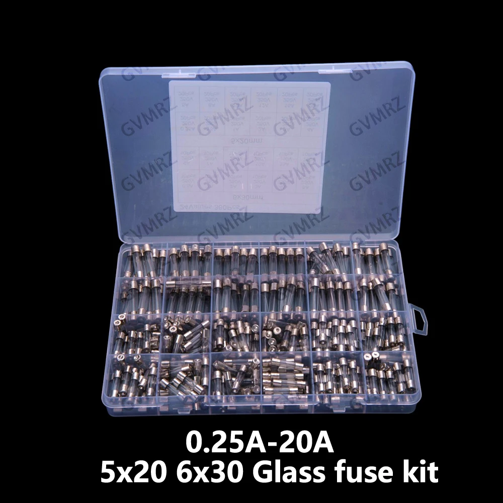

24Values 0.25A-20A 360PCS 5x20 6x30 Glass fuse kit 0.25A 0.5A 1A 2A 3A 4A 5A 8A 10A 6A 7A 250V 20A 12A 15A