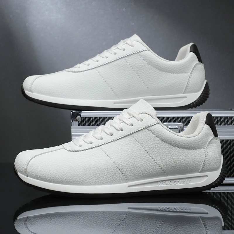 أحذية رجالي خريفية جديدة كلاسيكية من الجلد مصممة أحذية رياضية مسطحة نعل ناعم أحذية مشي كاجوال بسيطة للرجال