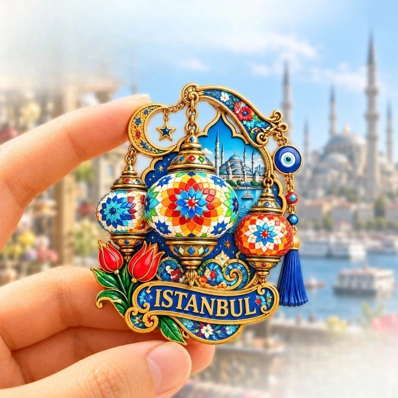 Istanbul Mosaic Lamp Fridge Magnet - Exotic 3D Turkish Souvenir Unique Middle Eastern Gift for Travel & Home Decor