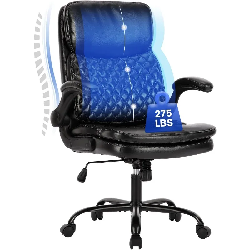 COLAMY Office Chair-Ergonomic Computer Desk Chair with Thick Seat for Comfort, High Back Executive Chair with Padded Flip-up