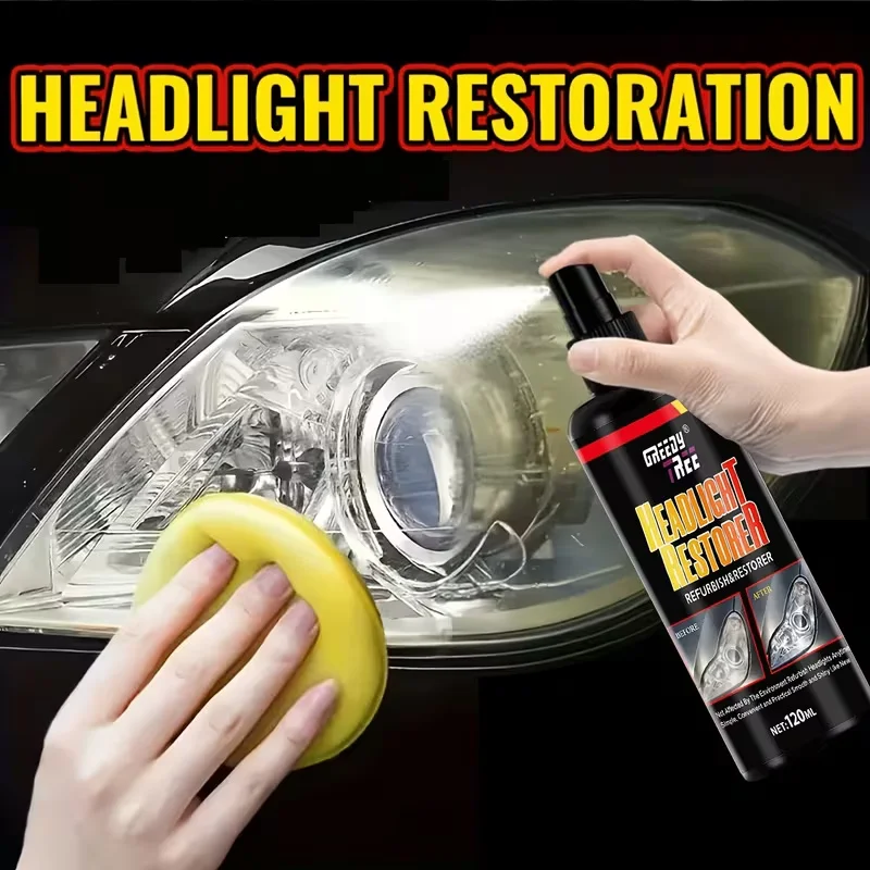 Spray Restaurador de Faros de Coche, 120ml, Renovador de Faros, Restaura la Claridad y el Brillo como Nuevo