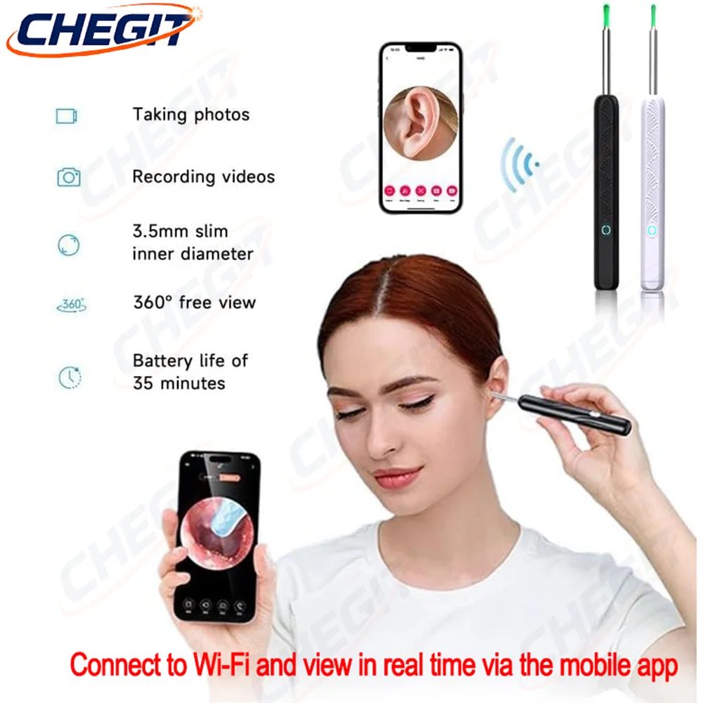 

New Smart Visual Wax Removal Tool with HD Camera APP Watch Otoscope Ear Cleaner Rechargeable Endoscope Earpick Health Care Set