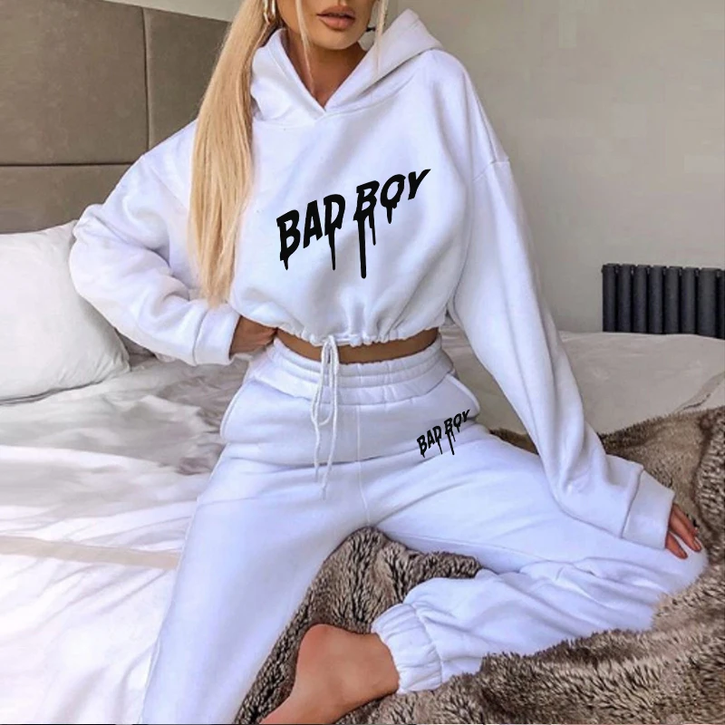 Fashion Daily Two Piece Set for Women Casual Women\'s Tracksuit Hooded Drawstring Retract Your Waist Short Top Dressing Hot Sales