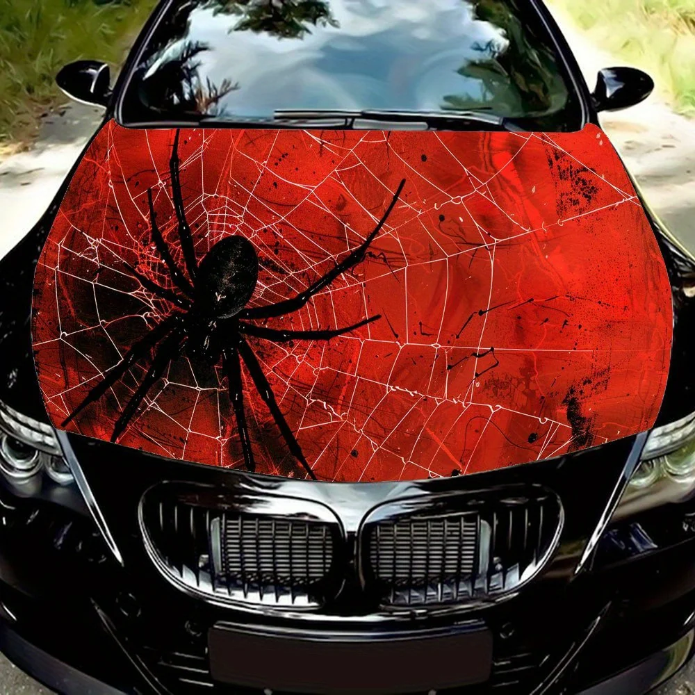 

Виниловая наклейка на капот автомобиля Enchanted Black Spider, наклейка на двигатель автомобиля, водонепроницаемая самоклеящаяся крышка для упаковки автомобиля, универсальная C