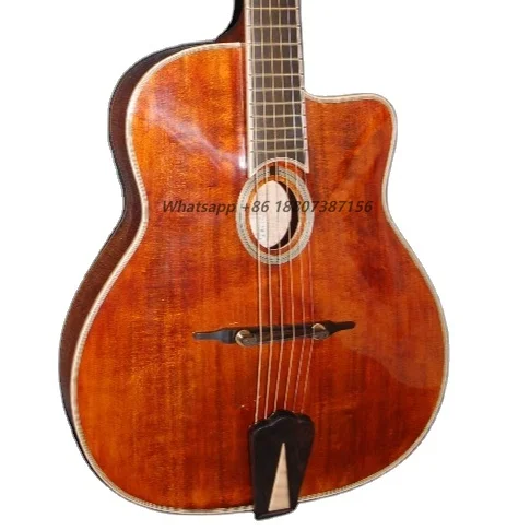 Yunzhi High Quality Handmade Jazz Guitar Antique Color, Customizable Maple Jazz Acoustic Electric Guitar