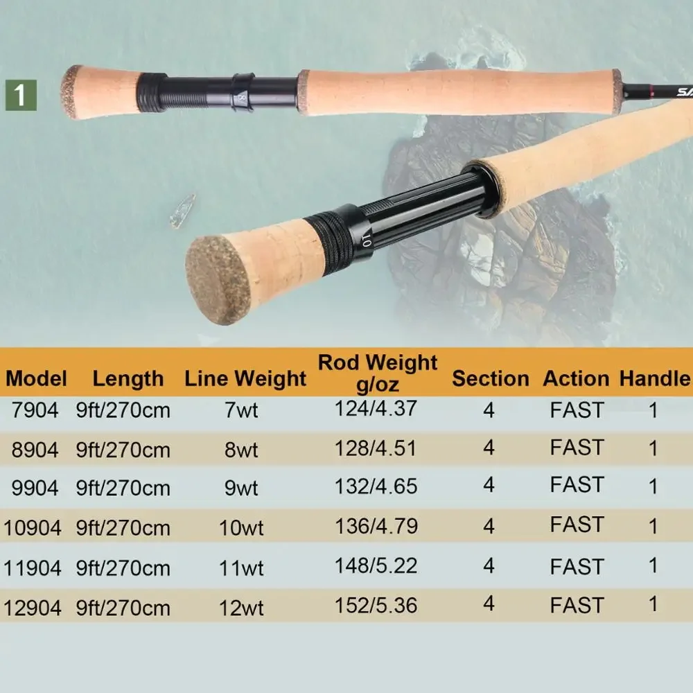 Maximumcatch 8/9/10WT 9FT Saltpro Saltwater Fly Rod Fast Action 30T+40T SK Carbo 4 Section Fly Fishing Rod With Extra Tube Case