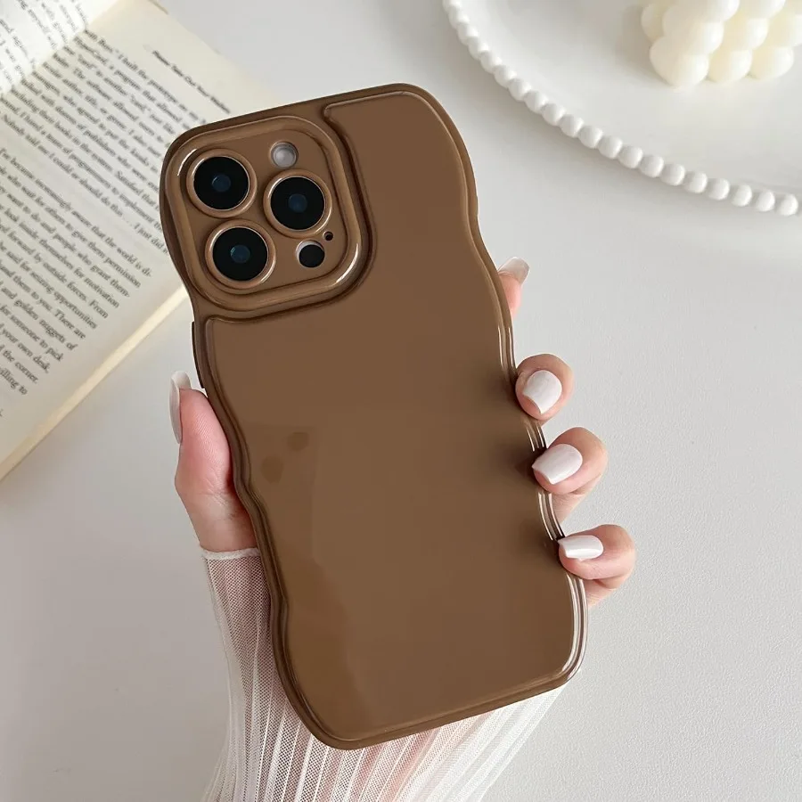 حافظة هاتف لهاتف آيفون 16 برو ماكس بتصميم مموج بسيط وإطار مموج من السيليكون الناعم لهاتف آيفون 16 برو