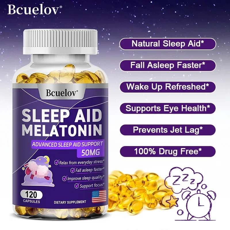 Melatonin Capsule Supplement - Help Release Daily Stress and Anxiety, Help Improve Sleep Quality, Adjust Jet Lag