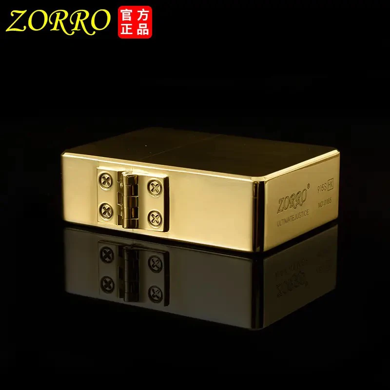 ZORRO Handmade Thickened Brass Heavy Armor Retro Model Laser Double-sided Engraving Kerosene Lighter Smoking Tool