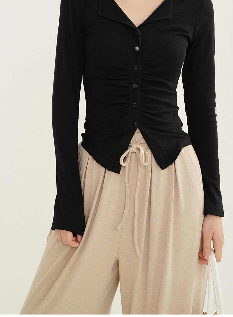 Relaxed Straight Leg Lounge Pants Women High Waist Draped Wide Leg Sweatpants Casual Loose Elastic Waist Lady Spring Daily Wear