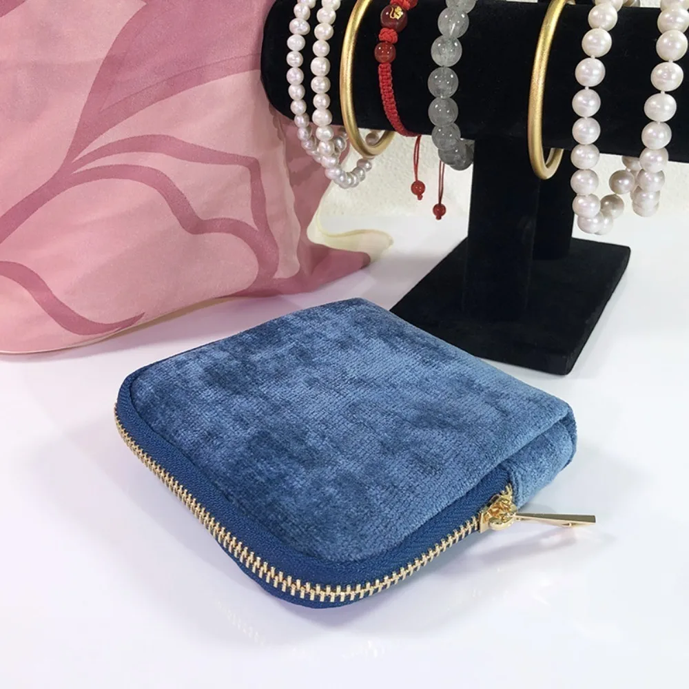 

Портативная многослойная фланелевая сумка на молнии для ювелирных изделий, анти-потерянная портативная сумка для хранения ювелирных изделий, мягкий бархатный кошелек, кольцо