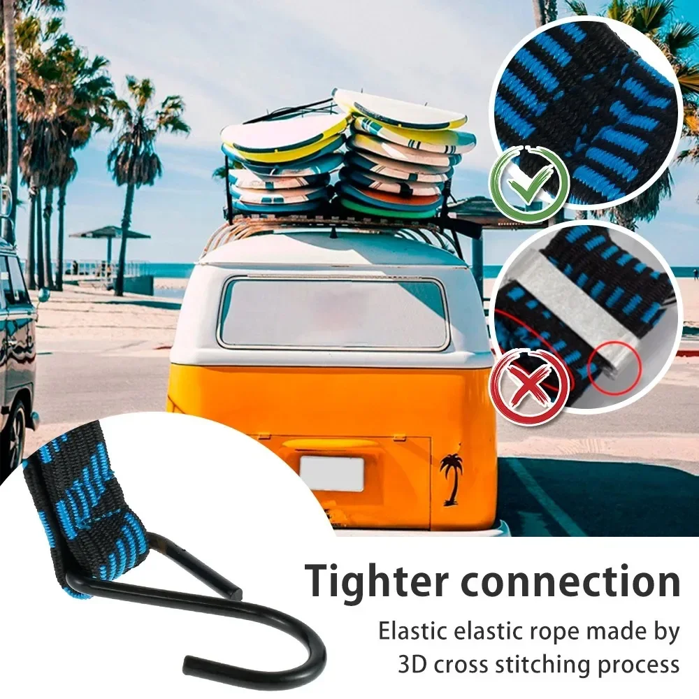 1-3Pcs Bungee Cords 2M Elastic Bungees Cords Heavy Duty Luggage Bungee Straps with Hooks Antislip Flat Elasticity Rope Upgrades