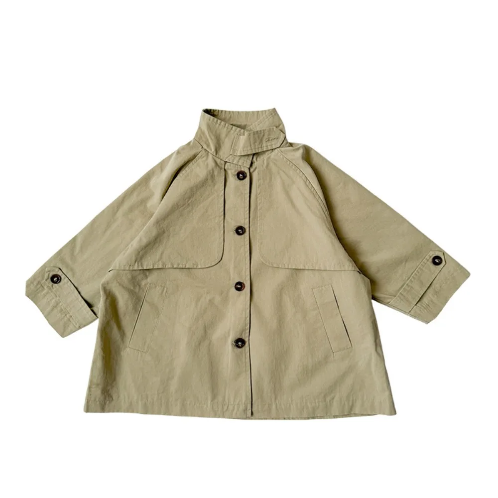 Girls Trench Coat 2026 Spring Autumn New, Korean Fashion Mid-Length Stylish Outerwear Tops For Baby Kids Girls