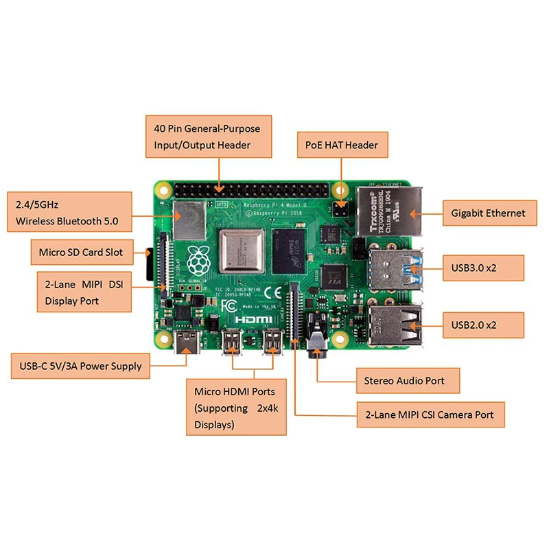 Imagem -06 - Placa de Dev Original Oficial Raspberry pi Modelo b ou Kit 4b g Ram 1gb 2gb 4gb 8gb Cpu Core 1.5ghz Velocidadeer Que pi 3b +