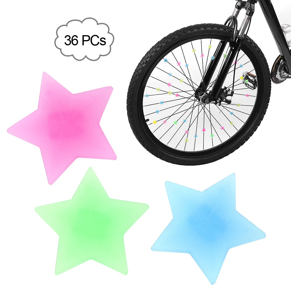 36PCS Star Beads bambini plastica Bike Wheel Spoke Bead Clips decorazione Spokey per bicicletta