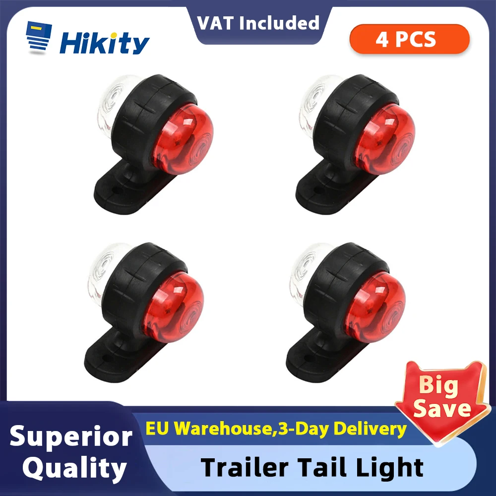 Hikity 4PCS 12v-24v Universal Truck Trailer Tail Light Side Marker Indicators Light Lamp Small Lights Edge Lights Signal Lights