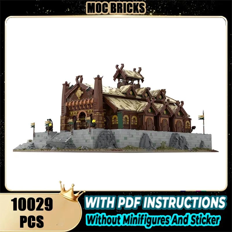 

Волшебные кольца из фильма Moc, строительные блоки UCS Medu seld, Золотая модель зала, технологические кирпичи, сделай сам, средневековые времена, LOTR, игрушки-замки