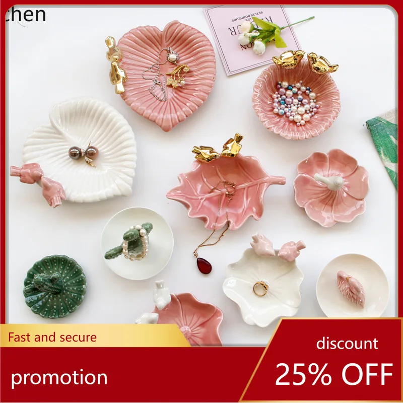 

H1 ceramic small jewelry ring and earring storage tray, stylish home decoration ornament