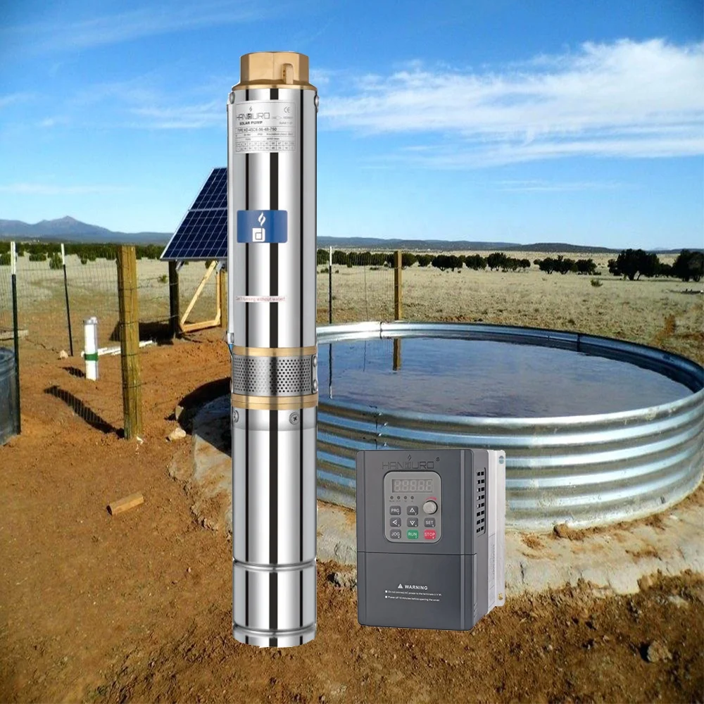 3HP 4inch 13m3/h 110m 220V Solar Water Pump Borehole Submersible Solar Pumps Deep Well for Agriculture