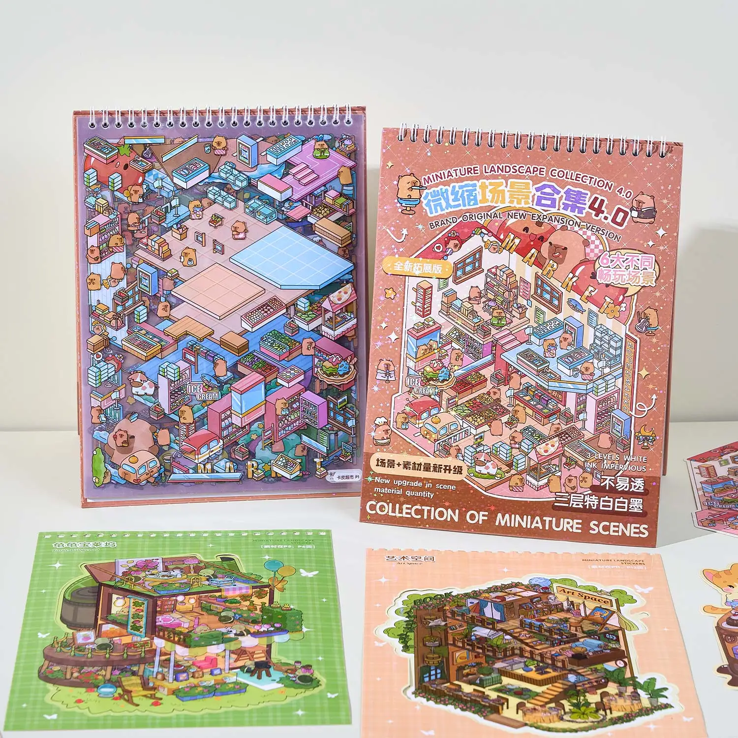 

6in1 Kawaii Wonderful Town 3D Miniature Scene Sticker Book Collection DIY Scrapbooking Game Stickers Children's Festival Gifts