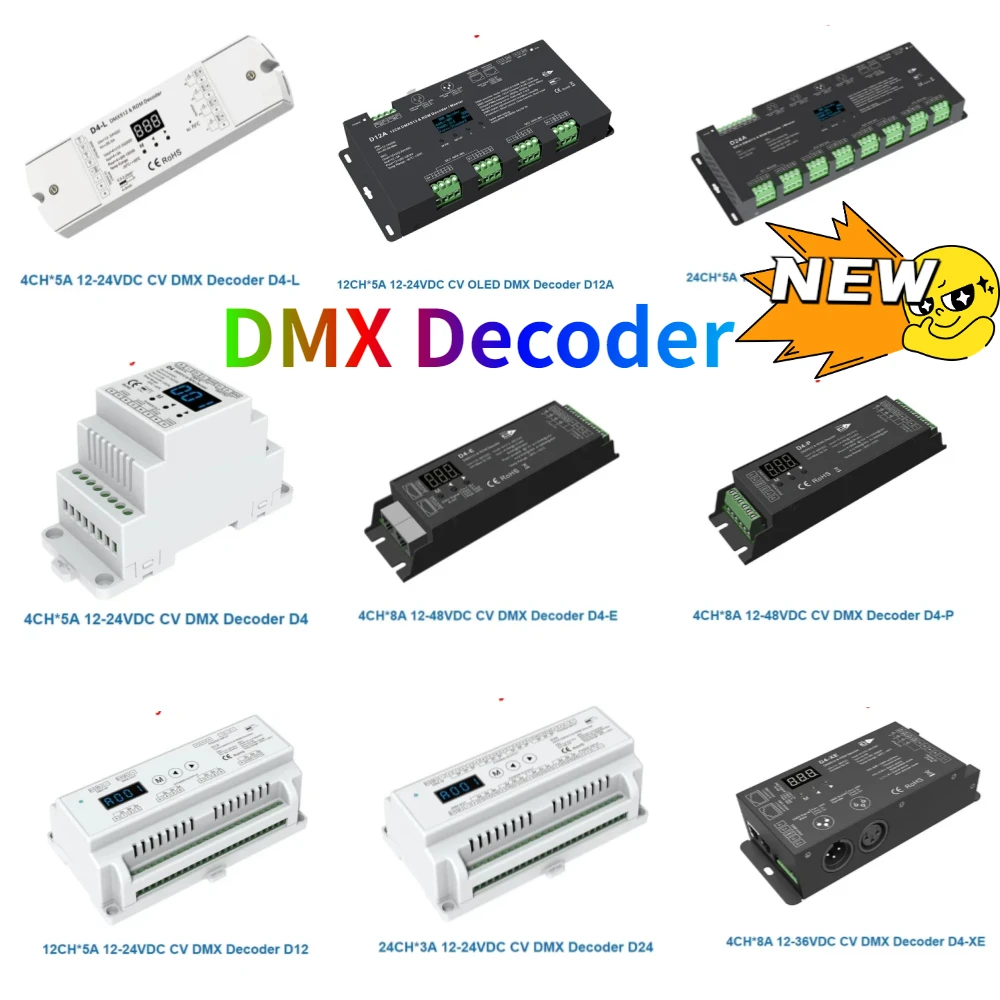 skydance din rail dimmer multiplo para luzes led strip decodificador dmx controle rf numerico pwm d4 d4 e d4 p d4 xe d5 d12 d24 d12a 01