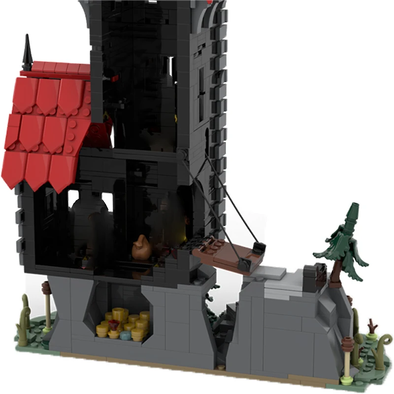 Castelo medieval modelo moc tijolos de construção a fortaleza do bandido tecnologia modular presentes feriado montar crianças brinquedos terno