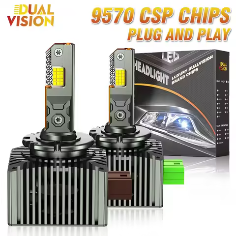 Dualvision 2PCS D1S D3S D2S D4S D5S D8S LED Headlight Bulbs CANBUS 1200000LM D2R D3R D4R Led Two-sided CSP Chip 6000K Plug&amp;Play