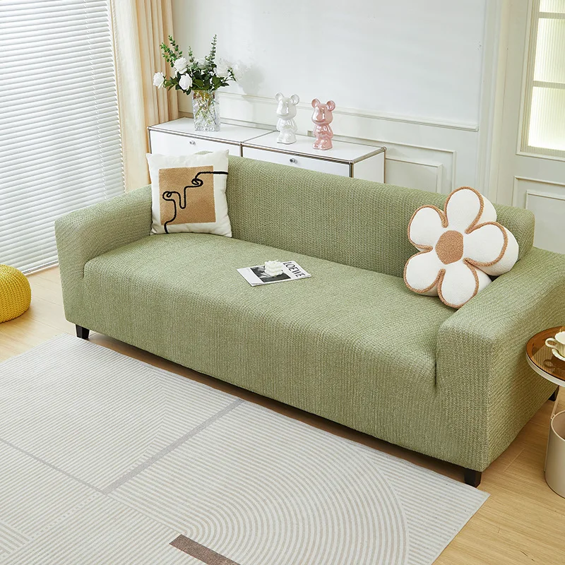 Faux Linen Chenille Solid Color Sofa Cover Luxury All-Inclusive Couch Slipcover for 1/2/3 Seater Anti-Scratch Stretch Furniture