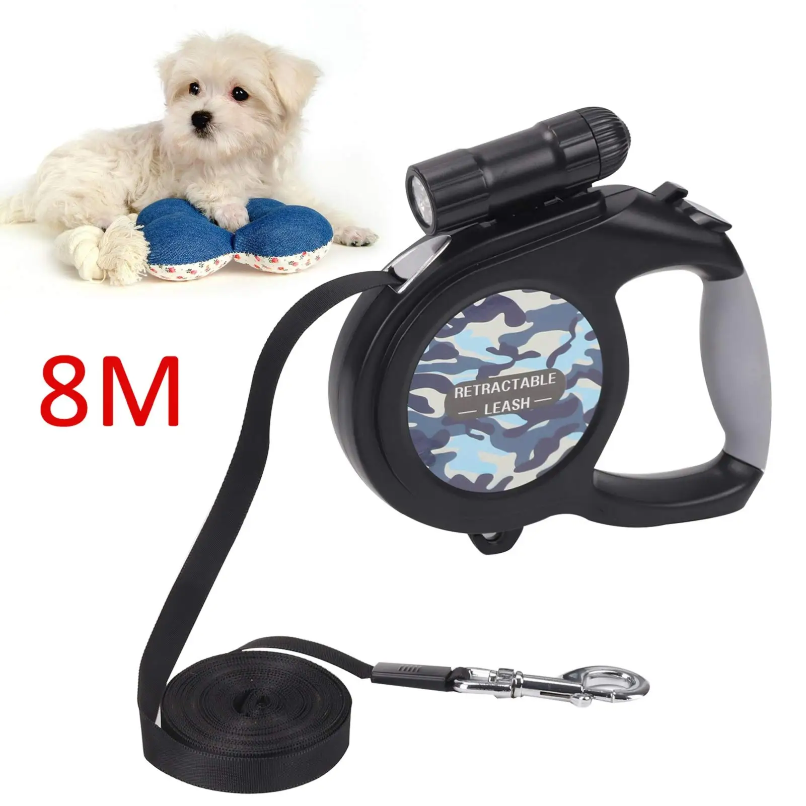 50KG Large Dog Lead Leash Strong Retractable Extendables Lockable Tapes 8M Black