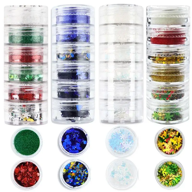 6pcs/Set Shinning Powder Sequins Glitter Epoxy Resin Filling Christmas Style DIY Epoxy Resin Mold Pigment Nail Art Decoration