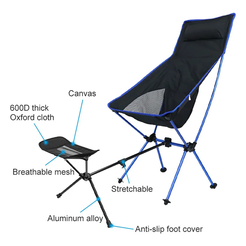 ABWP-2X Collapsible Footstool For Outdoor Camping BBQ Beach Chair Folding Footrest Fishing Chair Foot Recliner Foot Rest