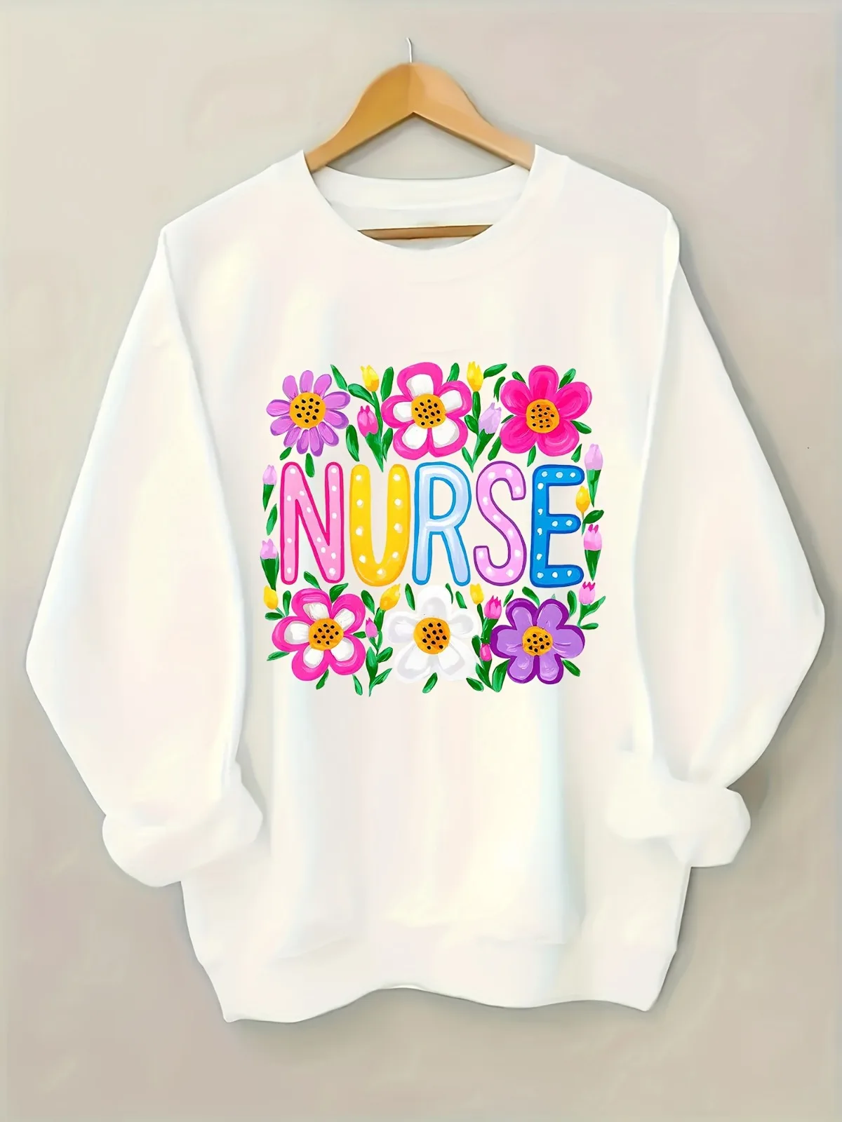 Felpa con cappuccio stampata con motivo da assistente alla moda casual da donna, comoda pullover girocollo a maniche lunghe, adatto per regali di festa