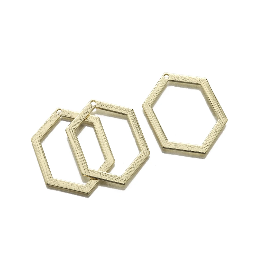 10Pcs Honeycomb Hollow Frame Hexagon Open Bezel Charm Pendants Hexagon Linking Ring Connector DIY for Earring Necklace Jewelry