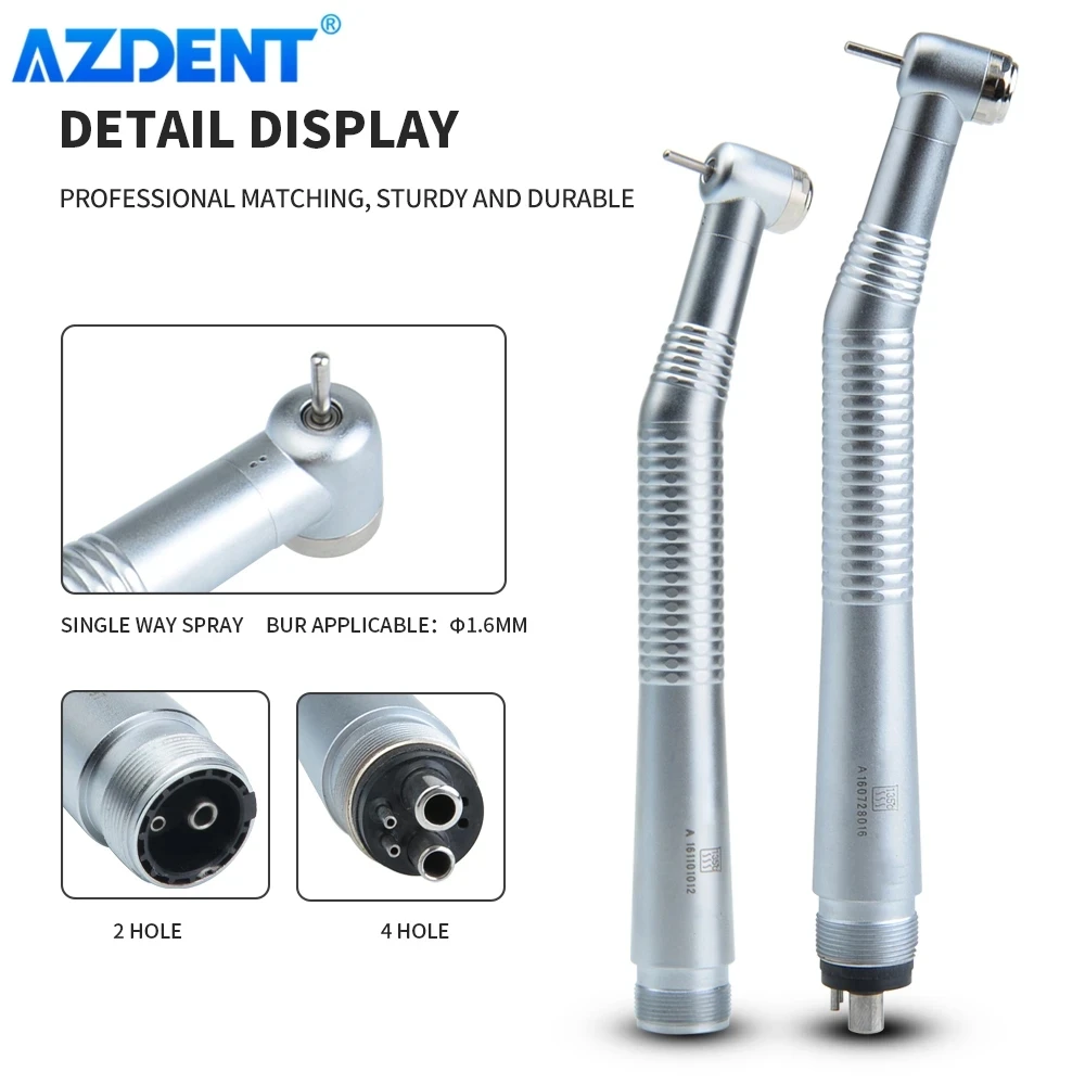 AZDENT Dental High Speed Handpiece Standard Head Push Button Single Way Spray Dentistry Medical Turbine Handpiece